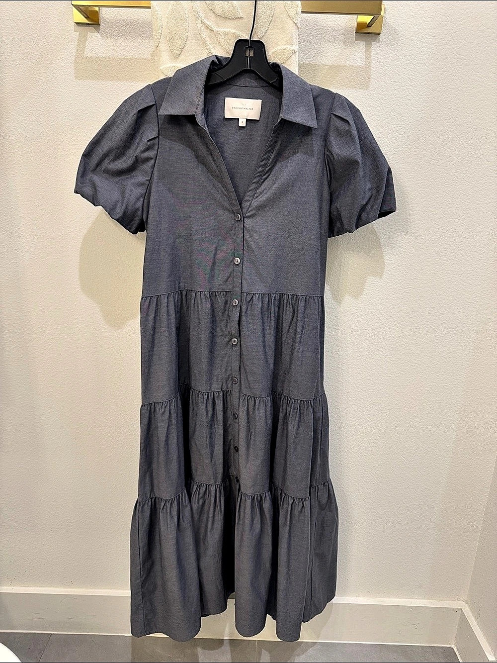 Brochu Walker The Havana Dress Tiered Midi Dress Gray Small